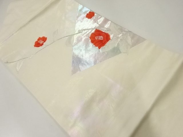 JAPANESE NAGOYA OBI / WOVEN CAMELLIA
